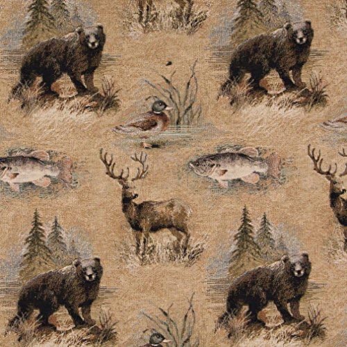 A026 medvjedi ribe patke jeleni i drveće tematski tapiserija tapacirana tkanina pored dvorišta