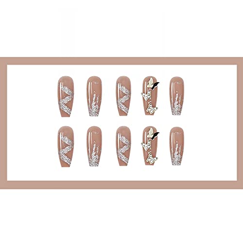 Leptir Rhinestones Press na noktima srednji 3d Sparkle francuski Savjeti lažni nokti Bling Glitter izvrstan dizajn kovčeg lažni nokti