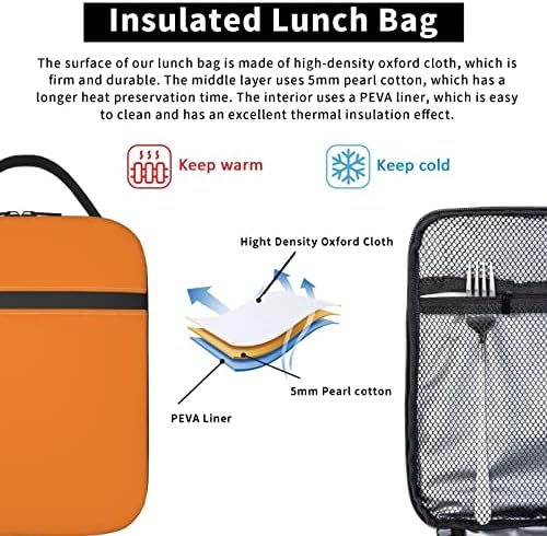Narandžasta torba za ručak za muškarce žene tinejdžeri kutija za ručak izolovana termo sa džepom za rad u Kancelariji za putovanja