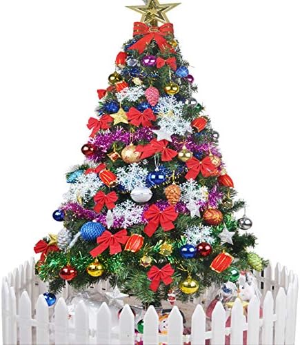 Yumuo Prethile Umjetno božićno drvce, prekrasan Xmas borovo drvo sa suknjem stabla i ogradom za božićnu tematsku zabavu - zelena 180cm