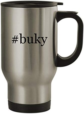 Knick krack pokloni buky - 14oz hashtag od nehrđajućeg čelika putni škrga za kafu, srebro