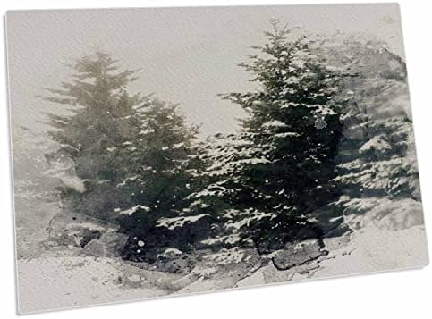 3Droza Slika akvarela lagano snijeg padova borove umjetnosti - Desk Pad Place Mats