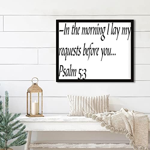 Ujutro sam stavio svoje zahtjeve prije ... Psalam 5: 3, drvena uokvirena zidna umjetnost, rustikalna seoska kuća Decor Housewarminging