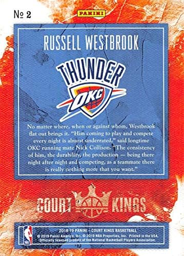 2018-19 Panini Court Kings # 2 Russell Westbrook Oklahoma City Thunder Basketball Card