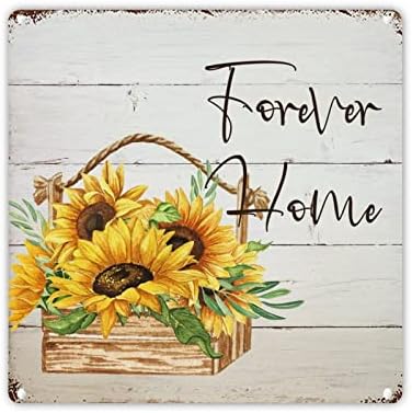 LEFORYCL FOREVER METAL znak Proljetni suncokret cvijet u vazi zidni znakovi rustikalni šik ljetni cvjetni poster slike potpisuju zidne