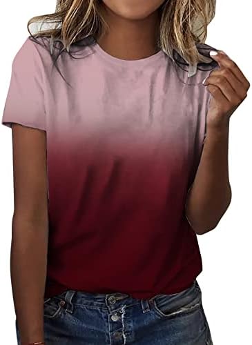 Ženski svakodnevni ljetni print o vrat rezervoar na vrhu kratkih rukava s vještim majicama casual labave težene žene žene dodatno