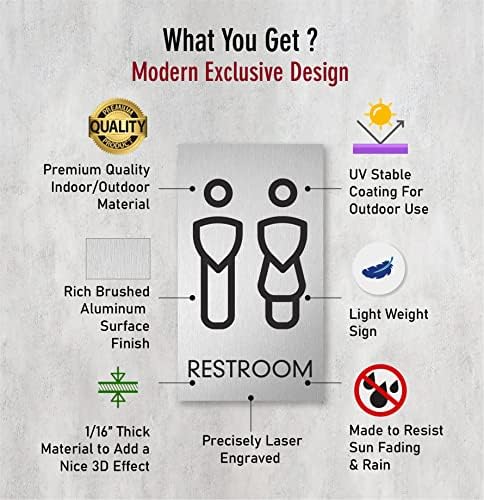 Znak vrata, muški, ženski toalet uključuje ljepljive trake za jednostavnu instalaciju - moderan urezan dizajn za urede, preduzeća