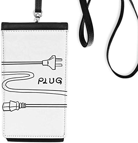Dvokrevetna utičnička linija ručno crtanje Telefon novčanik torbica Viseće mobilne torbice Crni džep