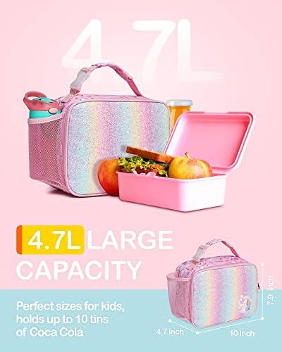 Bagseri Dječija kutija za ručak izolovana - torba za ručak za djevojčice sa ručkom za kopču - prijenosni višekratni mališani nepropusni