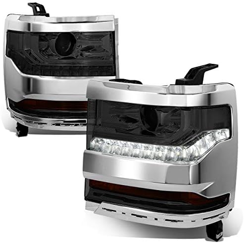 Auto Dynasty [HID Model] LED DRL projektor lampe za farove sklop kompatibilan sa Chevy Silverado 1500 16-19, Vozač i suvozačeva strana, crno kućište čisti ugao