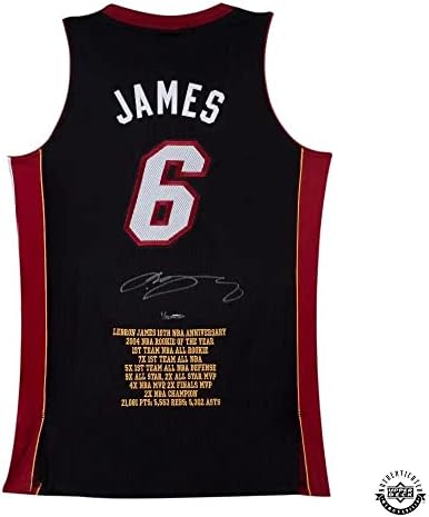 Lebron James potpisao je Miami Heat 10. godišnjicu Dres statistike - gornja paluba - autogramirani NBA dresovi