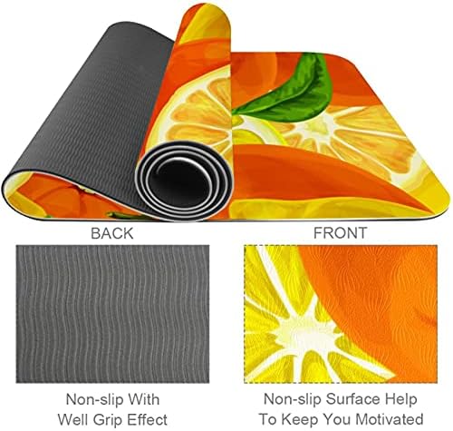 Debela neklizajuća Vježba & amp; fitnes 1/4 prostirka za jogu sa akvarelom limuni narandže Print za Yoga Pilates & amp; Vježba fitnesa