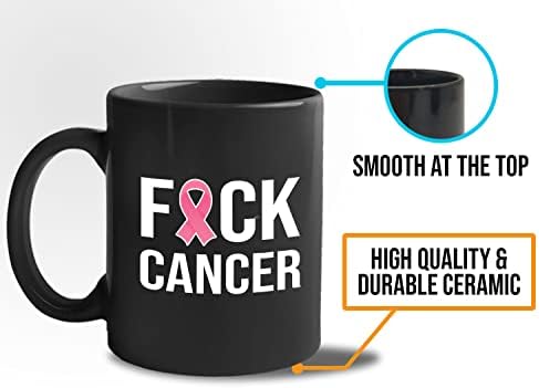 Bubble Hugs FCK šolja za rak Crna 11oz-svijest o raku dojke , ružičasta traka, motivacija