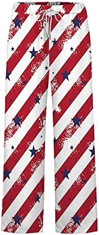 4. jula pantalone za jogu za žene Ležerne ljetne vrećaste pantalone sa širokim nogavicama američka zastava Patriotske Lounge hlače