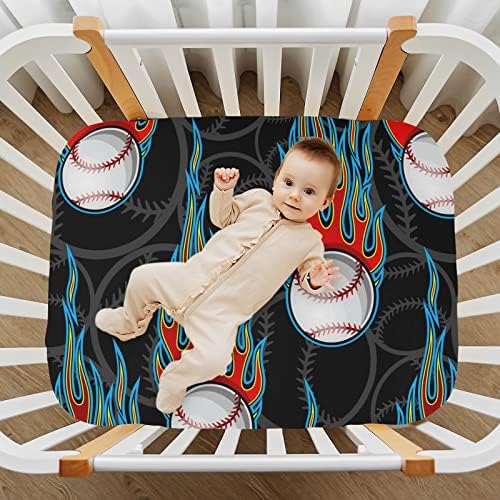 Bejzbol softball crni krevetića za dječake Djevojke Pakiranje i reprodukciju prenosivi mini opremljeni list krevetića za standardne