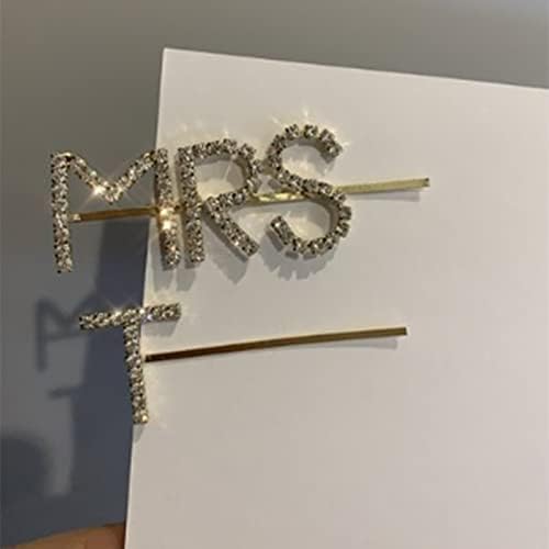 MXVAN WRIDAL MRS Pisma za kosu za kosu Rhinestone Pismo Klip za kosu MRS A-Z za dame Kristalno vjenčano pinove za glavu
