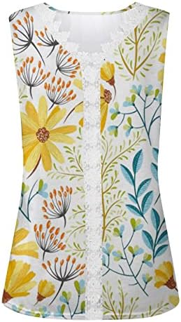 Cucuham ženski modni prsluk ugodno casual čipka V-izrez Solid boja Vintage Print majica bez rukava