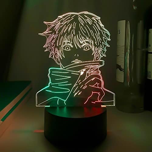 BUCROS Anime Jujutsu Kaisened 3d noćno svjetlo za fanove 16 boja Decor Illusion LED lampa sa daljinskim upravljačem, Manga Gojo slika