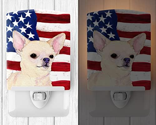 Caroline's Treasures SS4228CNL američka zastava sa Chihuahua keramičkim noćnim svjetlom, kompaktna, ul certificirana, idealna za spavaću