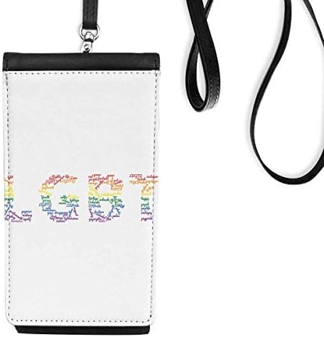 LGBT Rainbow WordCloud Art Deco poklon modni telefon novčanik torbica viseći mobilni torbica crni džep