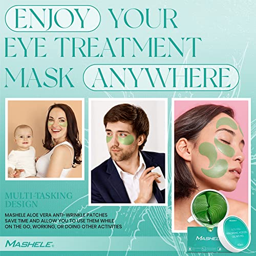 Mashele aloe vera gel maska ​​za oči kože - 60 kom - hijaluronska kiselina kolagena pod zakrpama za oči za tamne krugove i natečenost