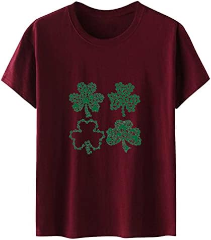 Dan svetog Patrika na vrhu ženske Shamrock Print Crewneck Holiday Tees kratki rukav Casual irski festival Shirts bluza