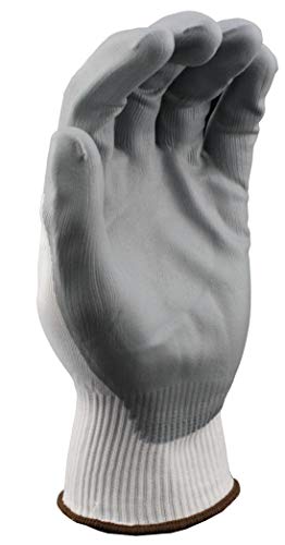 Stauffer Bijela najlonska rukavica sa sivom Nitrilnom pjenom / Siva / Bijela boja, pletena manžetna za zapešće, EN388 3132, 15 Gauge-srednji