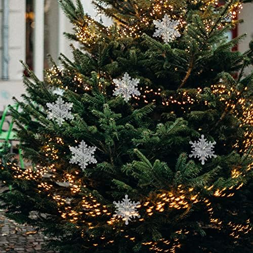 60 kom vjenčani plastični materijal Glitter Xmas ukrasi za dodatnu opremu Zidni stablo Viseće obrtni ukras ukrase zimski diy pahuljica Božićne ukrase Festival Festival