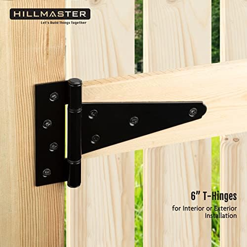 Hillmaster 6 inčni T-remenske šarke šarke za šarke na vratima Šarke Black Tee šarke kovanog hardvera za drvene ograde, dvorište, vrata