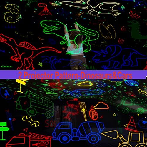 HONGID noćno svjetlo za djecu, projektor noćnog svjetla dinosaurusa za djecu male dječake, 2 u 1 igračke za dječake od 3-8 godina,Chirstmas Xmax rođendanski pokloni za djecu, igračke za bebe čarape Stuffer-svijetlo Crna