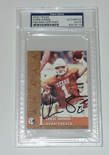 Chris Simms potpisao Auto'd 2000 Texas Card PSA / DNK Coa Buccaneers Longwhorns - NFL autogramirani nogometne karte