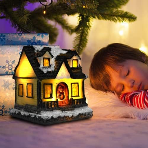 Božićna blistana kuća, božićne snježne kuće statue lampica za kućnu stolu ukras za zabavu Oprema za osvjetljenje božićne unutrašnje