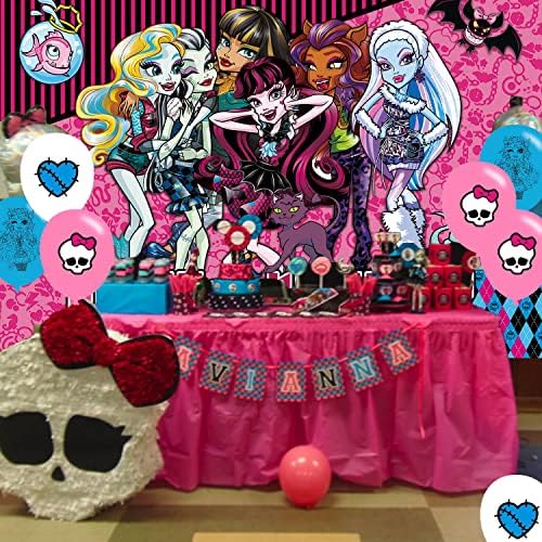 Monster High dekoracija za rođendanske zabave,pozadina fotografija Monster High Party 5 x 3 FT i 18 kom balon, potrepštine za pozadinu
