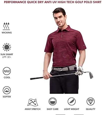 Golf košulje za muškarce Dry Fit Short i dugih rukava Wicking Performance Performance Pique Heather Ležerne prilike Golf polo majice