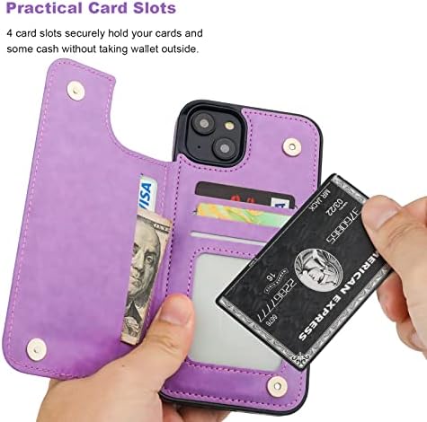Vaburs kompatibilan sa iPhone 14 Plus futrolom sa držačem kartice, reljefnim uzorkom mandale  cvjetna PU kožna dvostruka dugmad Flip
