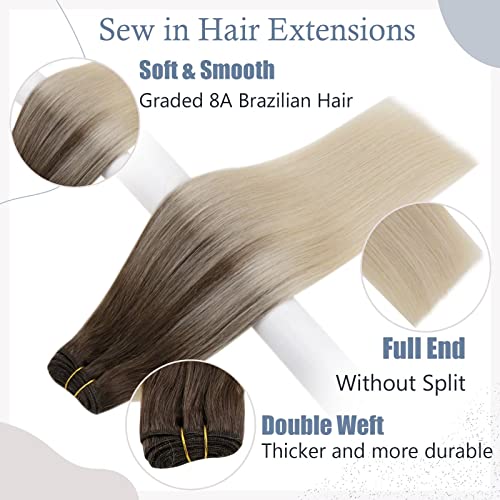 Easyouth jedno pakovanje ekstenzija za kosu potke i jedno pakovanje ekstenzija za kosu potke ljudska boja kose Smeđa Ombre 18+20inch