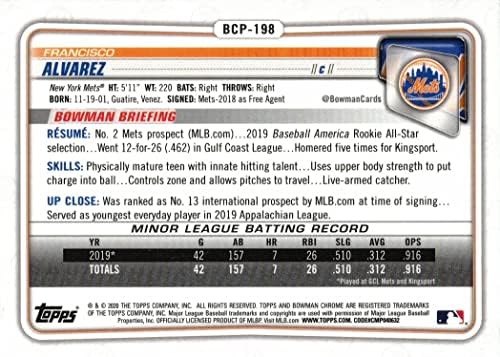 2020 Bowman Chrome perspektiva Baseball BCP-198 Francisco Alvarez Pre-Rookie kartica - 1. bowman Chrome kartica