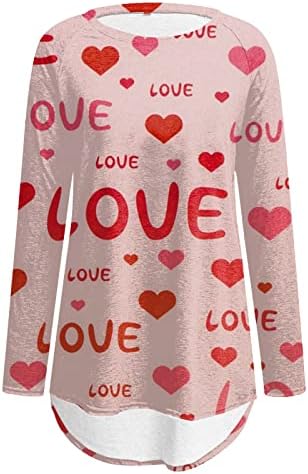 Ženski zaljubljeni Dan za Valentinovo, ležerne dukserice tiskani pulover vrhovi modne duksere za posadu velike veličine majica