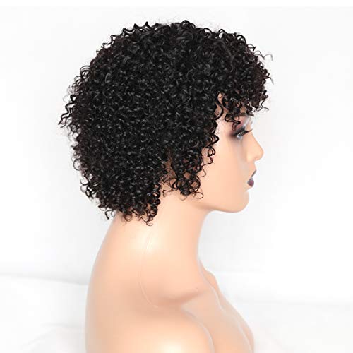 EMOL kratke Kinky Curly perike za crne žene ljudska kosa kratke kovrčave perike sa šiškama bez čipke prednje perike kratke ljudske