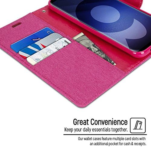 Goospery platneni novčanik za slučaj Saumsung Galaxy S9, traper Casual stil dizajner napravio izgled postolja Flip držač kartice poklopac telefona-Pink