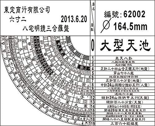 Tonting San He Fonng-Shui Compass 18.8centimetar 東定 6 寸 2 三 合 風水羅盤