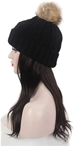 SHZBCDN modni ženski šešir za kosu jedan crni pleteni šešir perika duga ravna crna perika šešir jedna elegantna ličnost