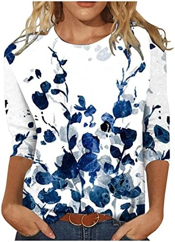 TOPUNDER 3/4 rukave majice za žene 2023 ljetni Casual labavi puloveri Plus Size Work Meki printovi modna bluza