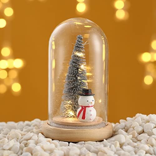 NSQFKALL Mini božićni ukrasi za božićno stablo minijaturno u staklenoj kupoli sa LED svjetlima za božićne diy caff dekorativne ukrase