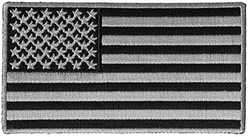 Zastava američke zastave Crna i siva 4 inča - 4x2,2 inča. Vezeno gvožđe na zakrpu