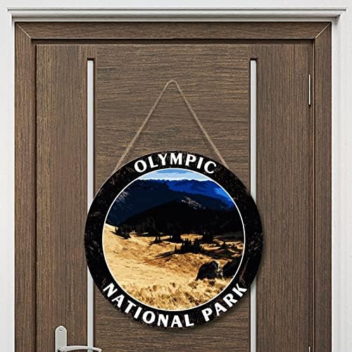 Swavecat prednje vrata vijenac olimpijski nacionalni park drveni zidni plaket akvarel američki pejzaži zidni kućni ukras plaketa seoska