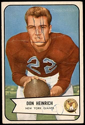 1954 Bowman # 92 Don Heinrich New York Giants-FB Jadni giants-FB Washington