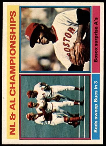 1976 TOPPS # 461 NL & Al Championships Luis Tiant Cincinnati / Boston Reds / Red Sox Ex / MT Reds / Red Sox